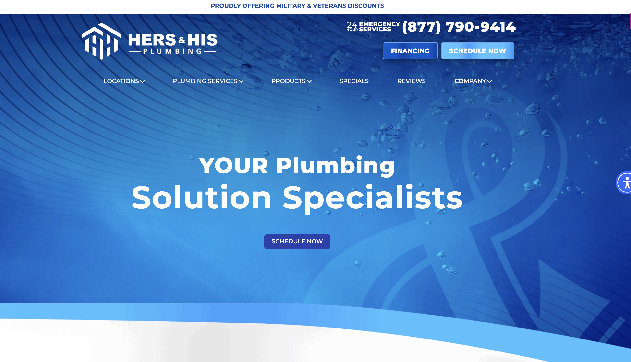 Hers & His Plumbing website screenshot