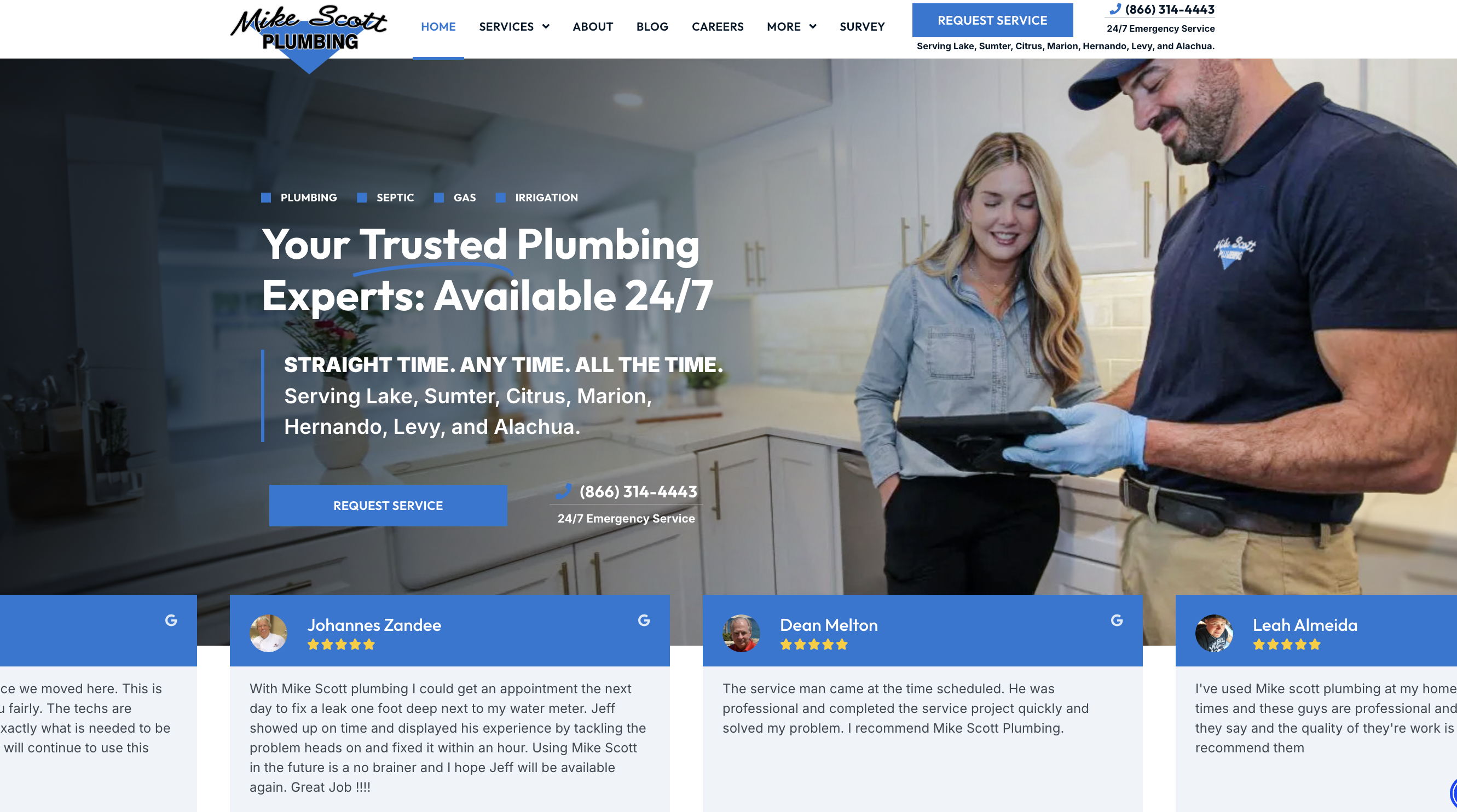 Mike Scott Plumbing website screenshot