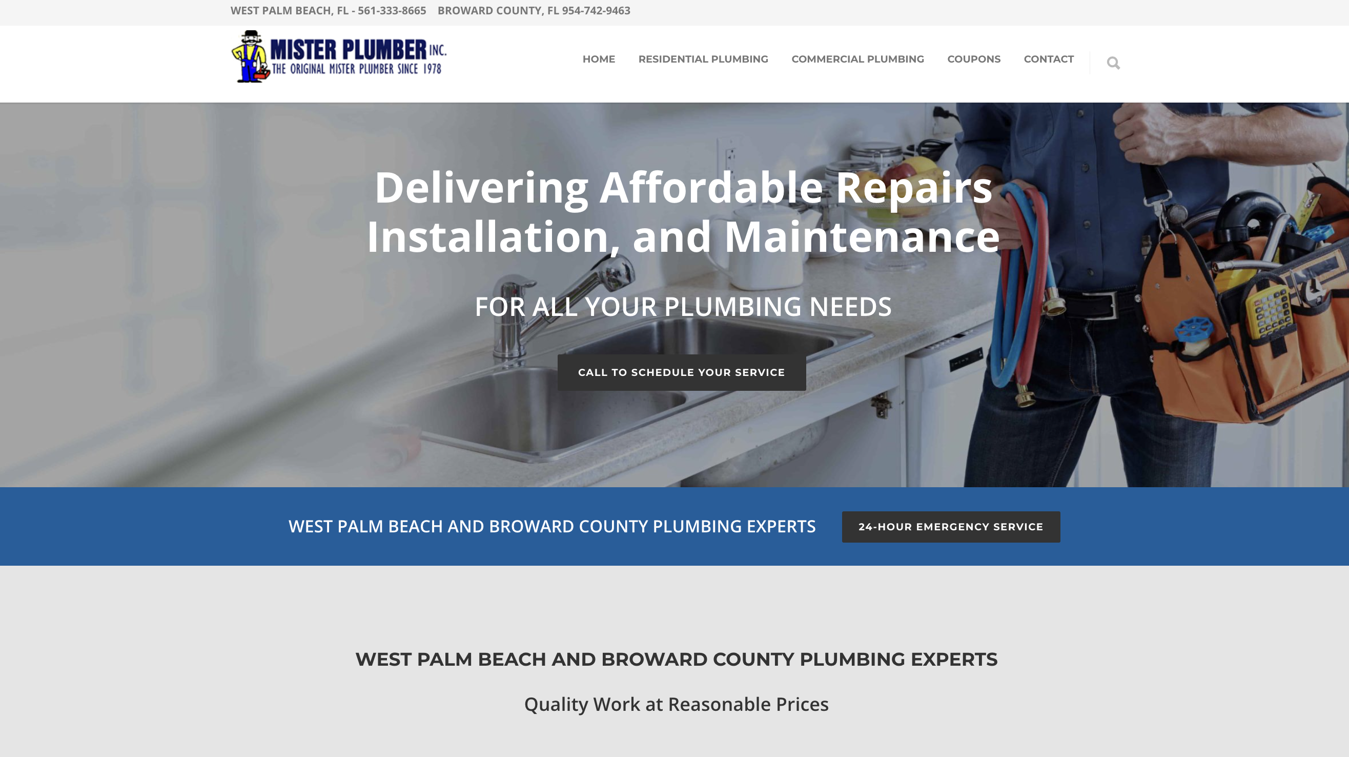 Mister Plumber Inc. website screenshot