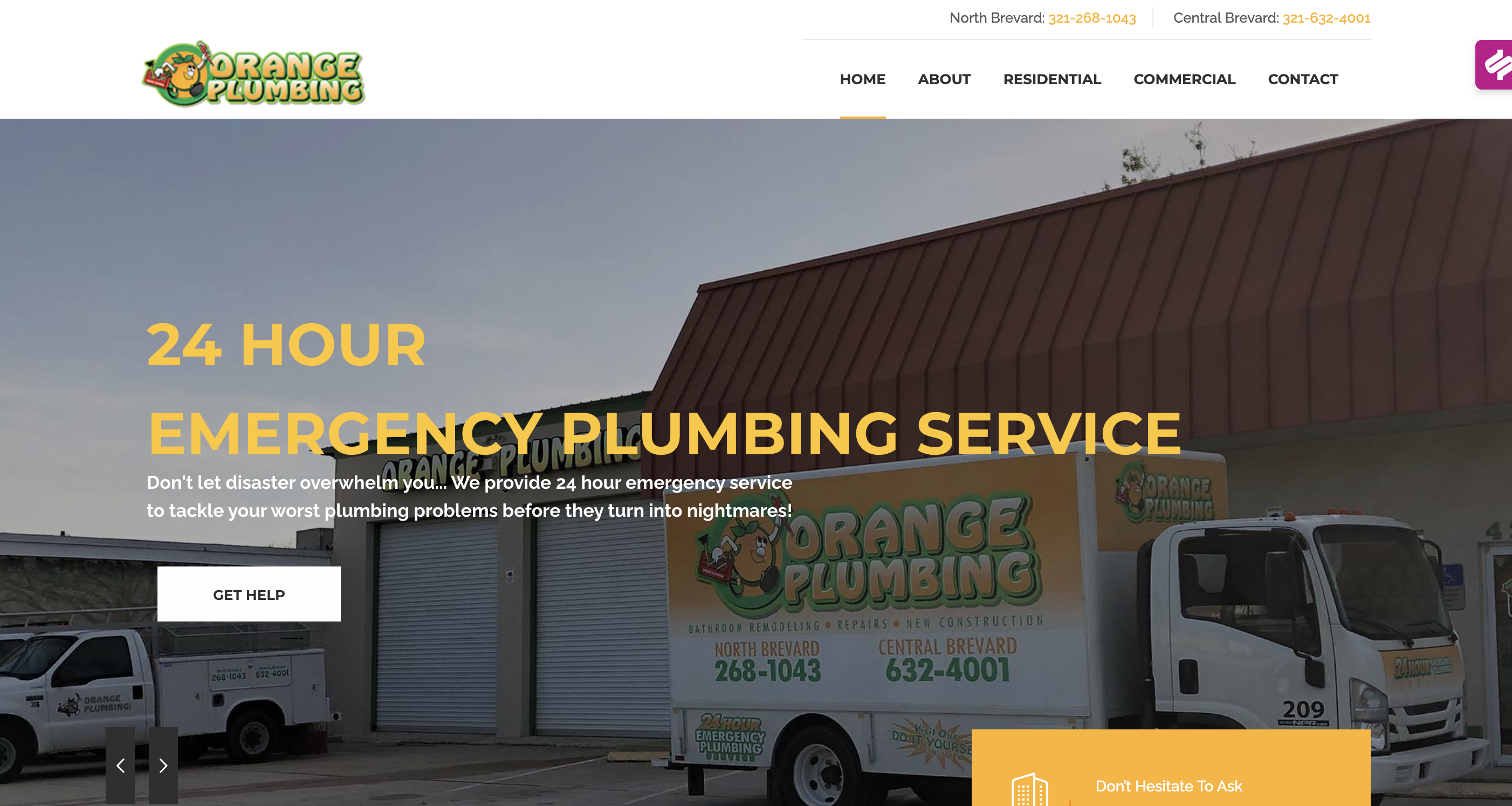 Orange Plumbing website screenshot