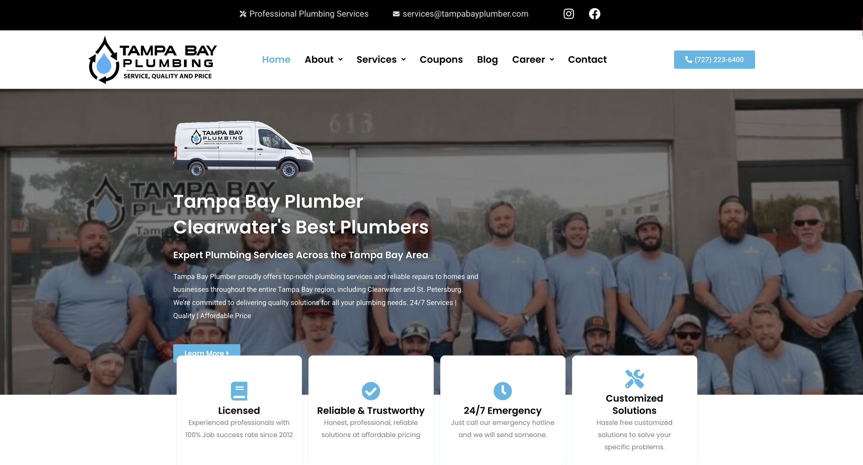 Tampa Bay Plumbing website screenshot