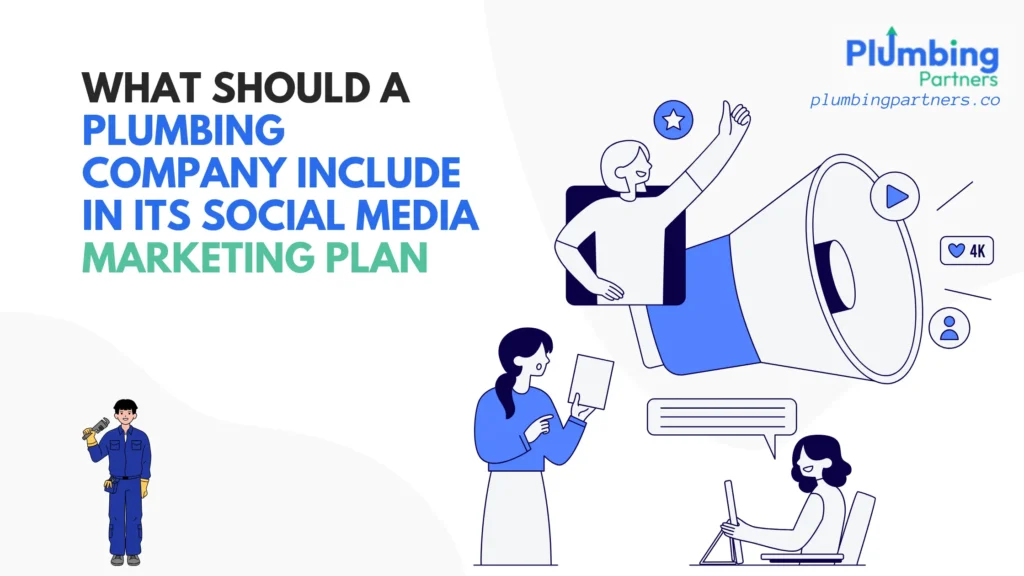 Illustration showing a plumbing company’s social media marketing plan